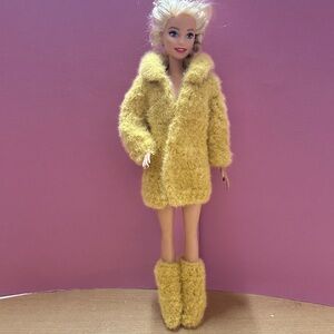 Barbie Fuzzy Mustard Jacket with Matching Boots